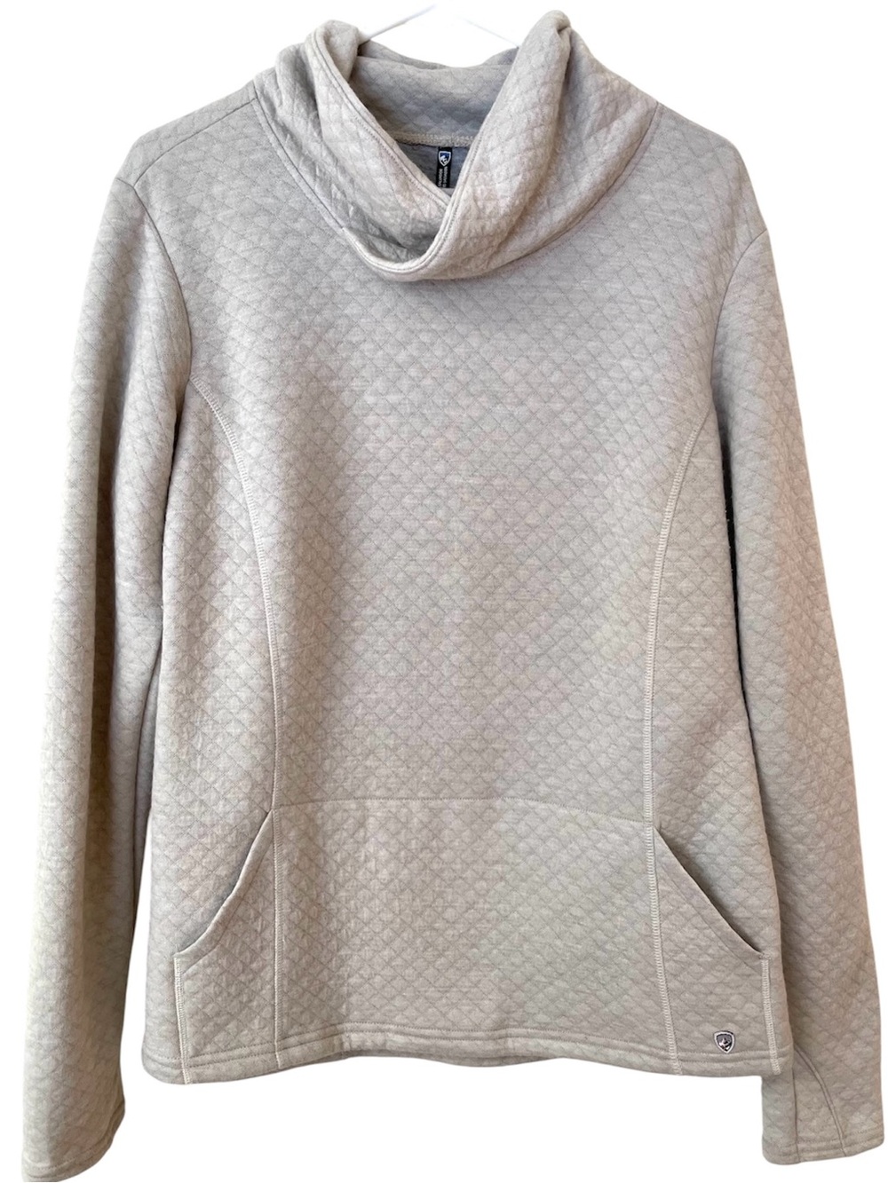 Kuhl Athena Quilted Pullover Womens XL Merino Wool Blend Cowl Neck Athleisure